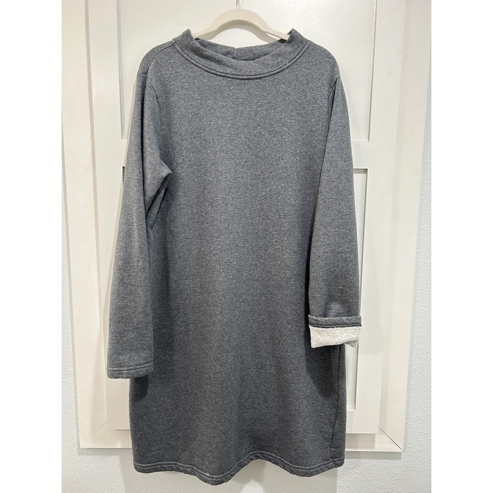 Patagonia Ahnya Sweatshirt Dress XL Forge Grey Funnel Neck Organic
